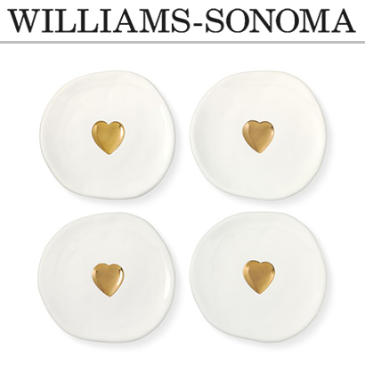 [해외][윌리엄 소노마] St. Jude Gold Heart Dessert Plates, Set of 4